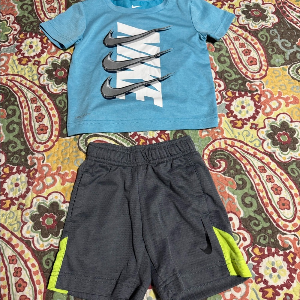 Nike Blue T-Shirt and Gray Shorts Set for boys